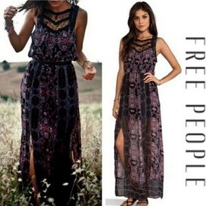 Free People x Revolve Moroccan Printed Maxi Dress in Black Combo